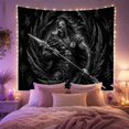 thumbnail image 2 of Double-Spear Warrior Within Serrated Feather Vortex, Adventurous Fantasy for Mythology Fans, Warrior Wall Art, Birthday Gift, Tapestry Wall Hanging for Den and Man Cave, 2 of 7