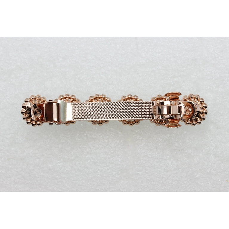 Rhinestone Crystal Gold Plated Floral Hair Barrette Faship Black Crystal Rose Gold Plated Floral Hair Barrette  main image 3