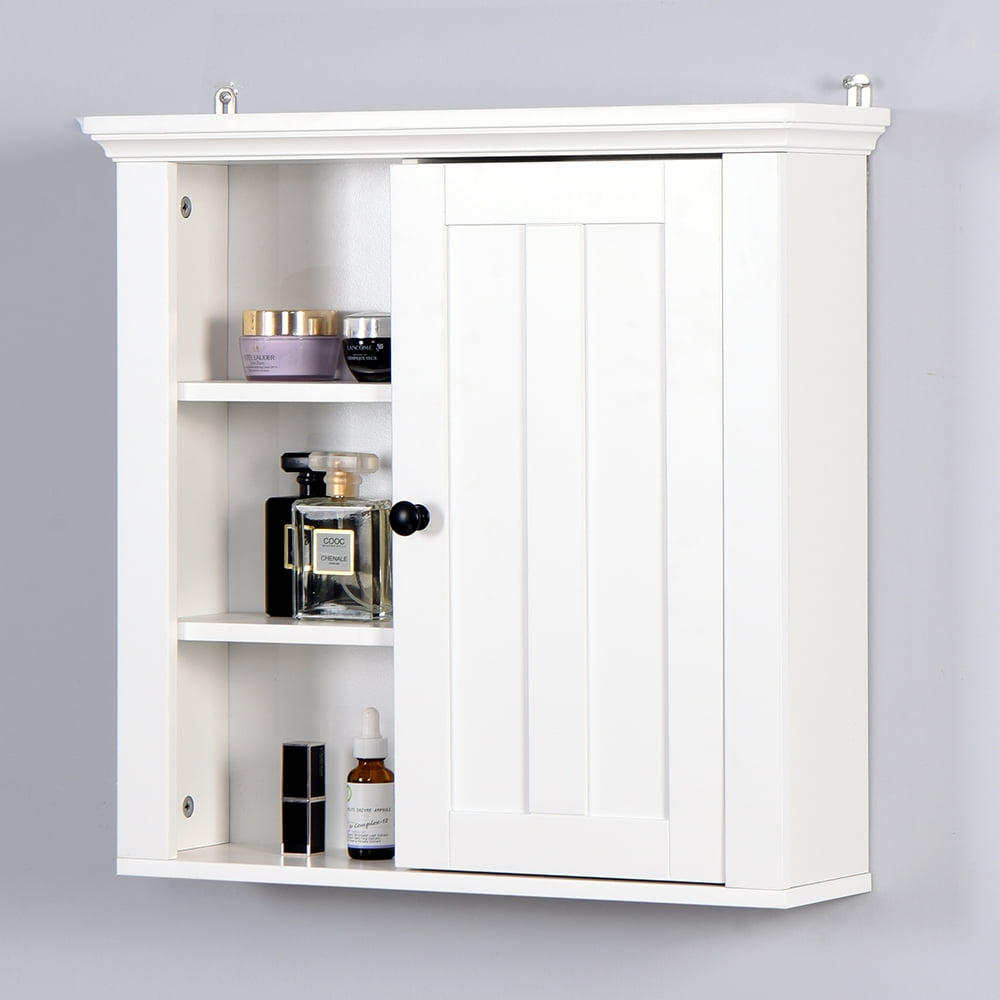 EcRonadX Wooden Bathroom Wall Storage with Door & Shelves