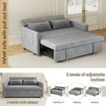 thumbnail image 5 of 54" Pull Out Couch, Modern Velvet Convertible Sleeper Sofa with 2 Pillows & Side Pockets, Love Seat Sofa Bed with Headboard for Small Space, Living Room Apartment, Gray, 5 of 9