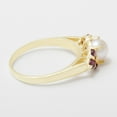 thumbnail image 5 of LBG British Made 10k Yellow Gold Cultured Pearl & Garnet Womens Cluster Ring - 33 size options - Size 8, 5 of 6