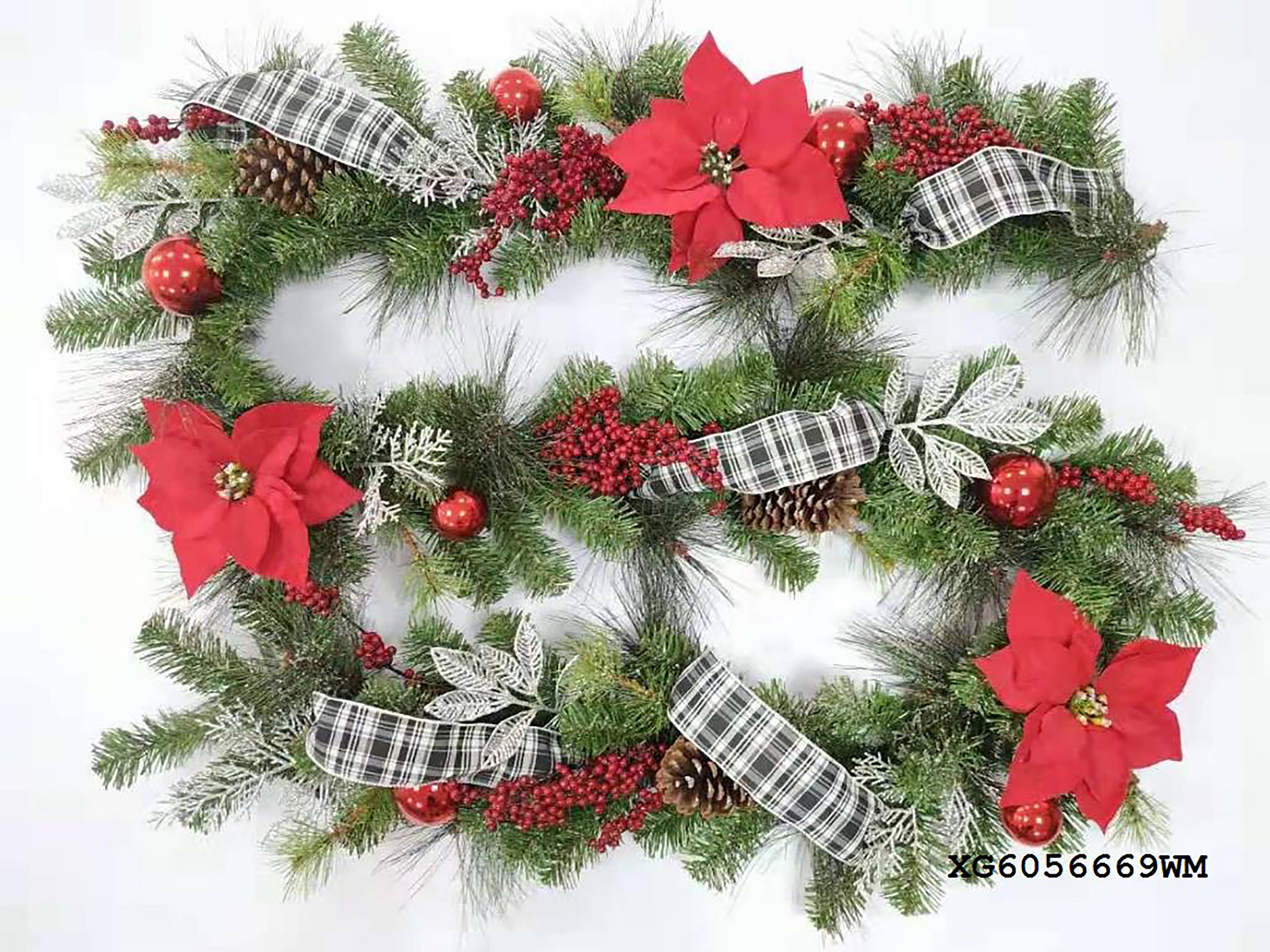 Holiday Time 9' Garland With Red Poinsettia