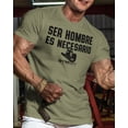 thumbnail image 2 of Ser Hombre es Necesario Workout Gym T-Shirt Funny Gym Shirt for Men Training Gym T-Shirt , Military Green, Small, 2 of 5