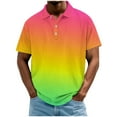 thumbnail image 2 of Jjayotai George Polo Shirts for Men Big and Tall, Men's Casual Fashion Color Block Button Down Short Sleeve Lapel Hook Buckle T-shirt, Classic Tees for Men, 2 of 5