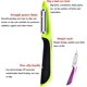 thumbnail image 4 of Juego de piezas de pelador de verduras, peeler de manzana profesional, cuchillo para pelar frutas, pelador de verduras para cocina, pelador de patatas de acero inoxidable (rosa, verde) Feliz Sencillez, 4 of 5