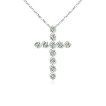 ANGARA Natural Prong and Bar Set Diamond Cross Pendant in 14K White Gold for Women (Size-1.6mm| Color-K| Clarity-I3) | April Birthstone, Anniversary, Jewelry Gift for Women | Natural Diamond Necklace
