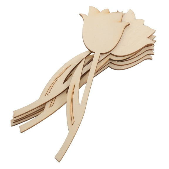 5pcs DIY Wooden Flowers Slices for Kids' Spring Art Projects Unfinished Wood Cutouts for Graffiti Blank Wooden Flowers Coutouts