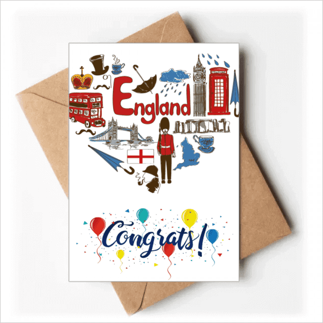 England Love Heart UK National Flag Wedding Cards Congratulations Greeting Envelopes