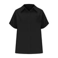 thumbnail image 3 of Fancifize Womens Plus Size Button Down Shirt Collared Short Sleeve Top Lightweight Loose Fit for Office Casual Summer Outfits L,Black, 3 of 6