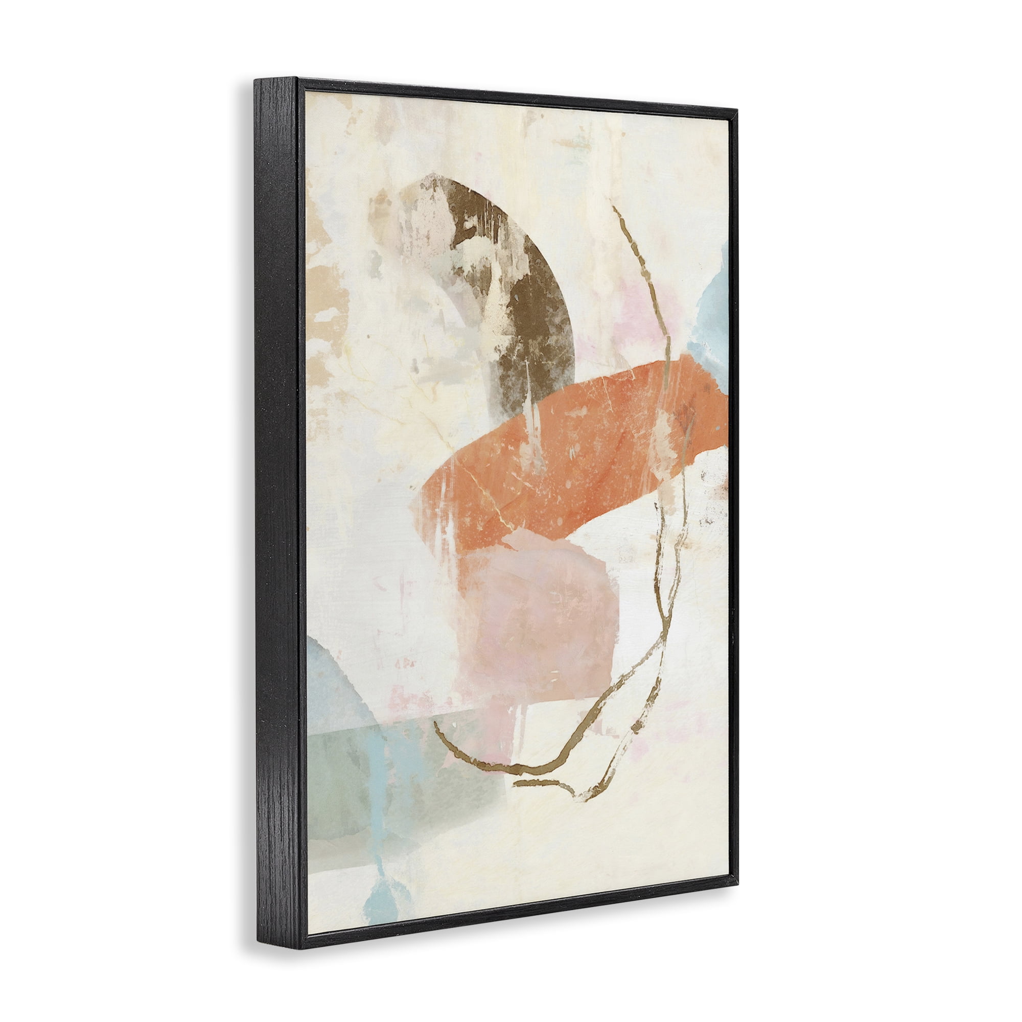 Stupell Industries Rustic Abstract with Orange Accent Abstract Painting Black Framed Art Print Wall Art, 16 x 24