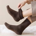 thumbnail image 6 of DJN 33% Wool Blend Socks Thick Solid Color Mid-Crew Winter Warm Socks for Men & Women Coffee One Size, 6 of 9