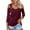 503_Wine, variant on Sweet Home Farm 3/4 Sleeve T Shirts for Women Tops V Neck Casual Blouses Cold Shoulder Basic Tees Floral Print Tshirts V Neck T Shirts for Women Black
