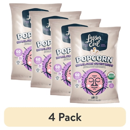 (4 pack) LesserEvil Himalayan Sweetness Organic Popcorn, 6.4 oz