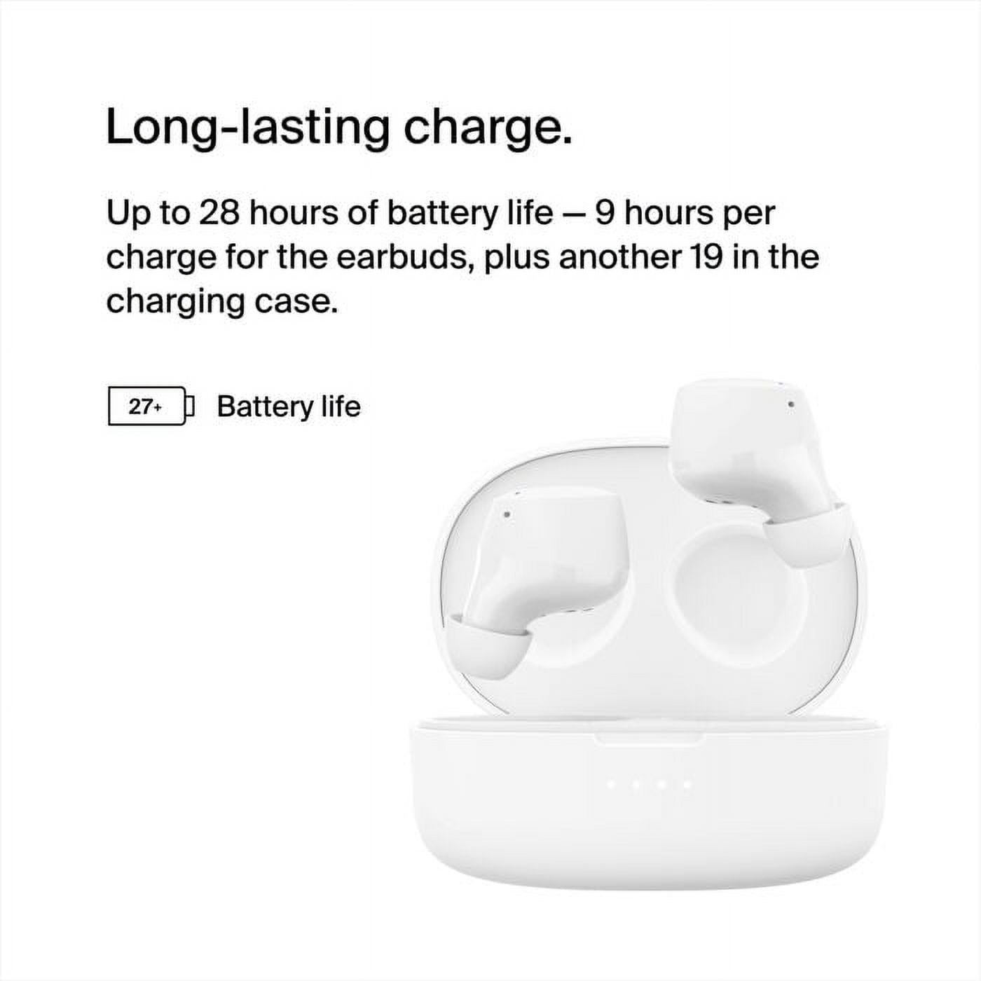 Belkin SoundForm Bolt True Wireless Earbuds, Wireless Charging, IPX4 Sweat and Water-Resistant, USB-C, Up to 28 Hours of Battery Life for Apple iPhone, Samsung Galaxy, Google Pixel, and More - White
