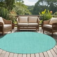 thumbnail image 5 of Turquoise 6ft Round Rug, Farmhouse Burlap Solid Teal Color Modern Linen Texture Non-Skid Rubber Backing Large Area Rugs - Living Room Bedroom Home Office, Indoor Floor Mat Carpets Washable Rug, 5 of 9
