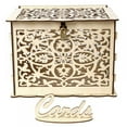 thumbnail image 1 of AMERTEER DIY Wooden Wedding Card Box with Lock and Card Sign Rustic Hollow Gift Card Holder for Reception Wedding Anniversary Party Decoration, 1 of 4