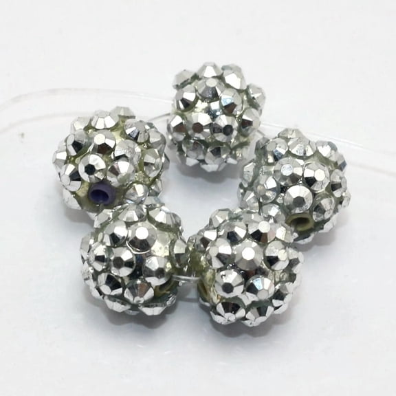 U8MO 20 Pcs Silver Acrylic Rhinestone Pave DISCO Ball Beads 12mm DIY Earring Bracelet