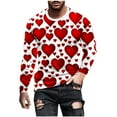 thumbnail image 2 of Qertyioot T-Shirt à Manches 3/4 à Col Rond pour Homme, Chandail Décontracté à Manches Longues, Blouse Imprimée de la Saint-Valentin, 2 of 5
