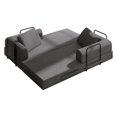 thumbnail image 6 of 78.7" Wide Convertible Sofa Bed, Foldable Corduroy Sofa Bed with Cylindrical Pillows, Space-Saving Futon Bed, Compression Sofa for Living Rooms, Bedrooms, and Studios, Dark Grey, 6 of 10