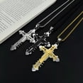 thumbnail image 6 of HOOUN Mens Fashion Cross Pendant Stainless Steel Necklace For Holiday Gifts 24'' chain-Silver, 6 of 8