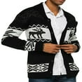 thumbnail image 1 of Cardigan de Noël pour Hommes Manches Longues Col Châle Imprimé Renne Flocon de Neige Tricot, 1 of 5
