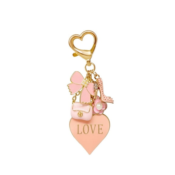 Wrapables Pink Charms Love Heart High Heel Handbag Keychain