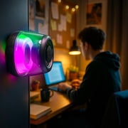 Monster Mag Flux Magnetic Bluetooth Speaker, 5W Portable Wireless Speaker with Multicolor LED Lighting, Magnetic Base & TWS Pairing, MicroSD Playback
