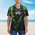 thumbnail image 2 of Fotbe Realistic Style Wolf Warrior Hawaiian Shirt for Men Unisex Summer Beach Casual Short Sleeve Cotton Linen Button Down Shirts-Large, 2 of 5