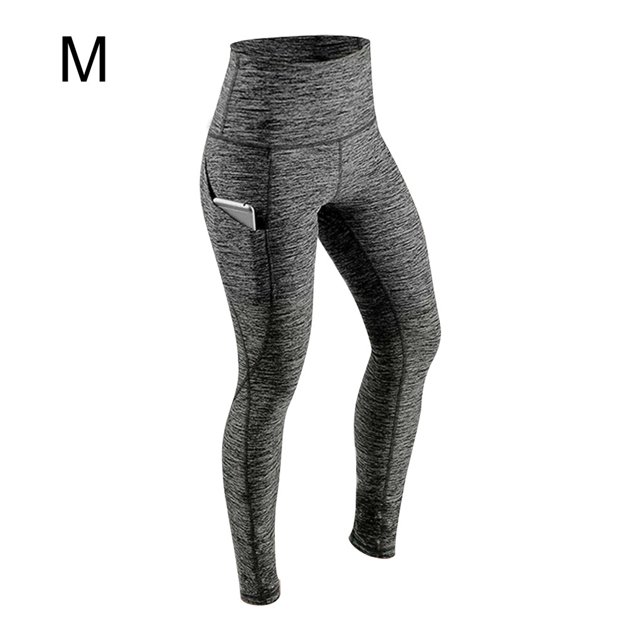 Leggings Pantalones Elásticos De Yoga De Cintura Alta Fitness Deportes Trajes De Mujer, Gris, M seitruly AP002120-10