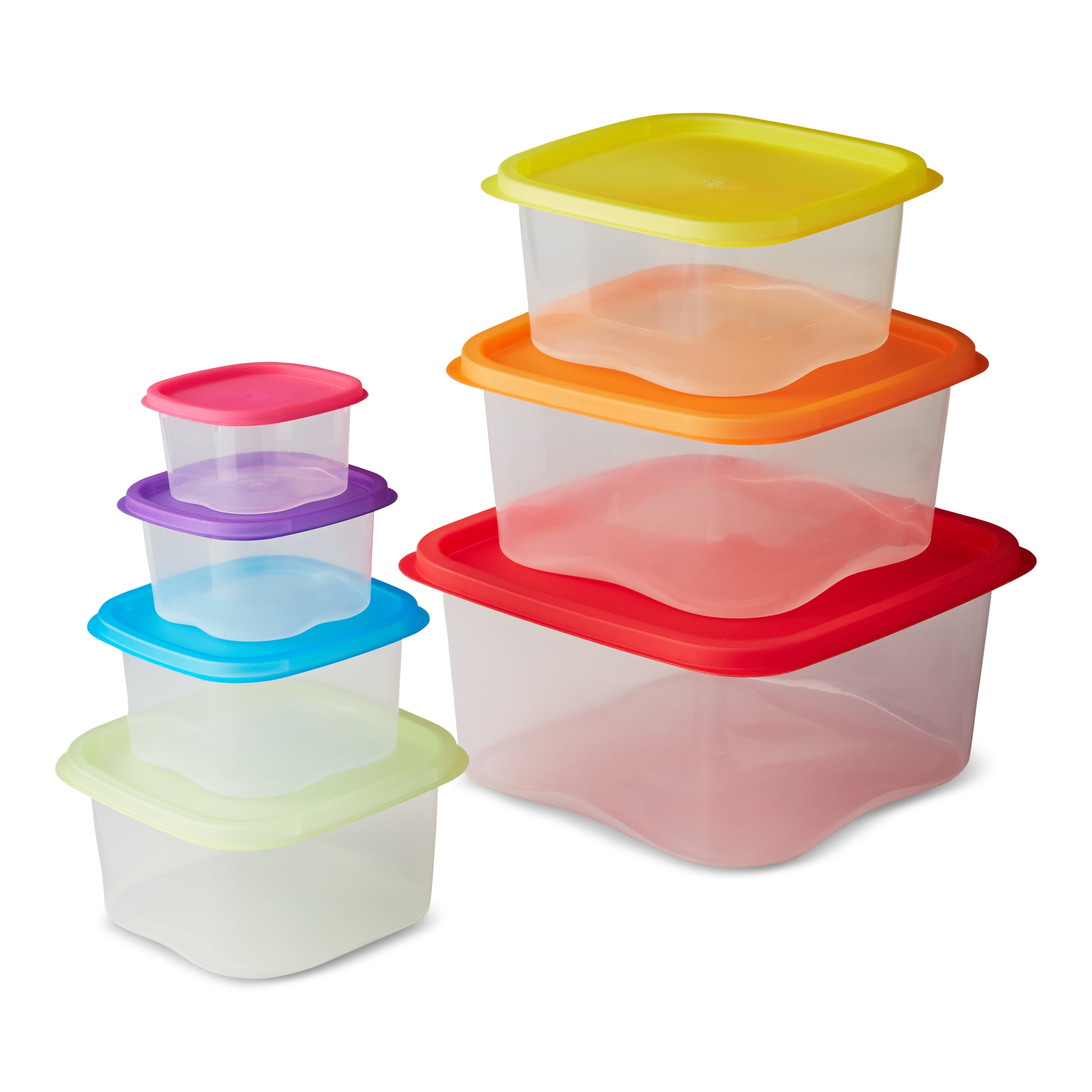 Mainstays 14 Piece Rainbow Square Food Storage Containers with Lids