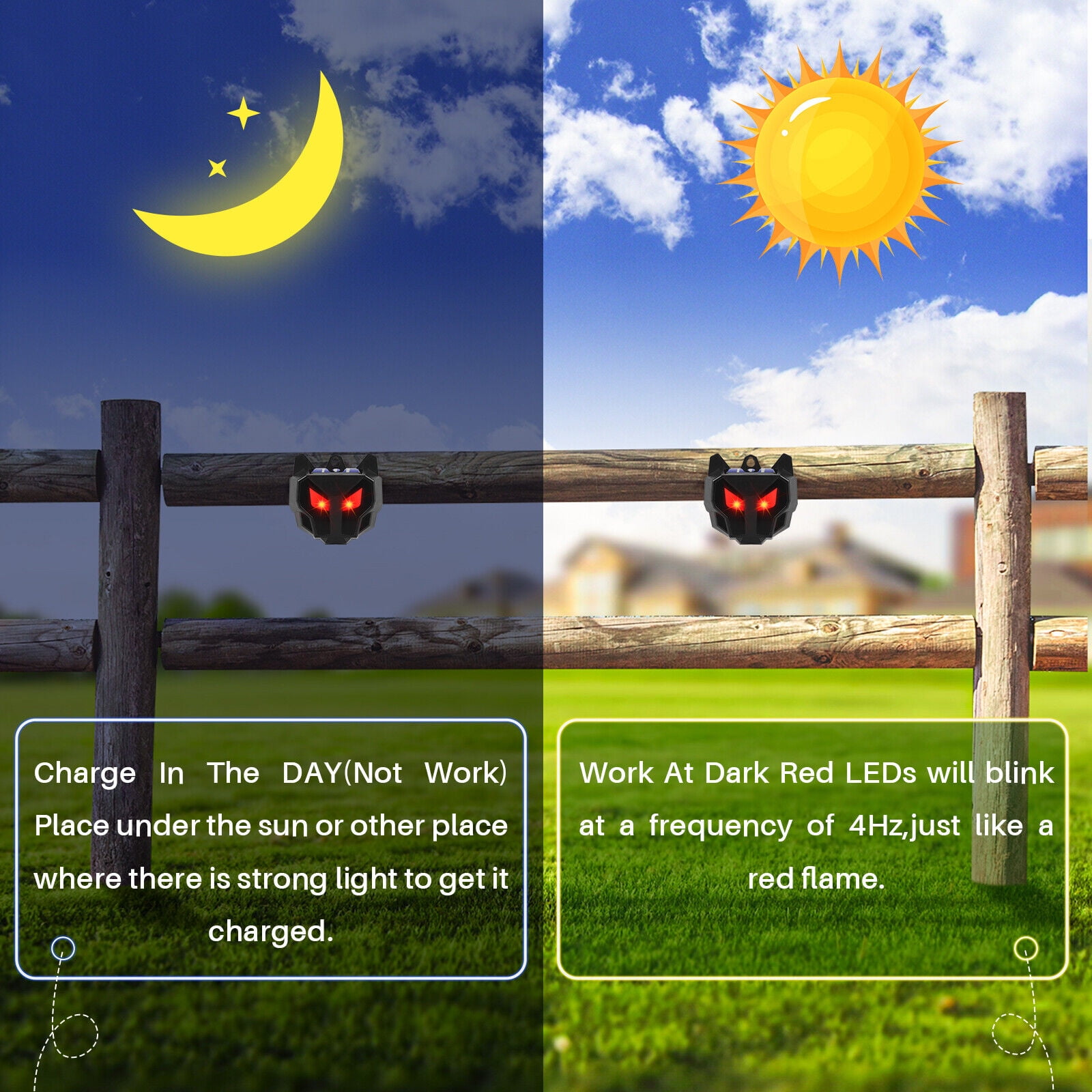 KingFurt 4 X Solar Powered Nocturnal Wild Animal Repeller Bionic Eyes Predator For Yard 1
