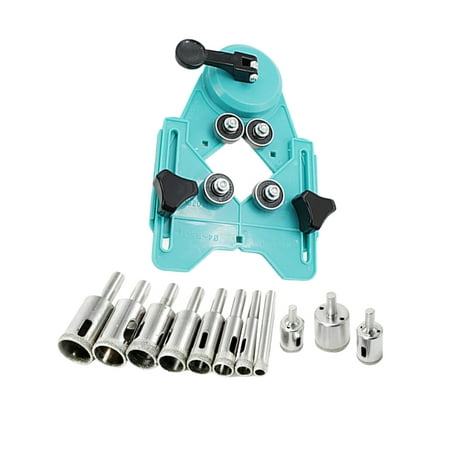 

1Pc Adjustable Professional Tile Hole Locator Drill Locator Tile Chamfer with 10Pcs Hole Saws for Ceremic Glass Marble (Green)