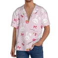 thumbnail image 3 of Vsdgher Love Rabbit Print Men's Wrinkle Free Untucked Cuban Shirt Business Casual Button Down Shirts Short Sleeve Shirt, 3 of 7