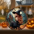 thumbnail image 2 of Witch And Moon Glass Suncatcher, Moon Witch Window Hanging, Witch Spooky Halloween Decor, Witches Pumpkin Suncatcher, Halloween Pumpkin 4327268462, 2 of 4