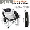 thumbnail image 3 of KingCamp Round Camping Chair for Adults, Oversized Outdoor Moon Chair  with Side Pocket, Heavy-Duty Padded Folding Lawn Chairs, Supports 330lbs, Black, 3 of 11