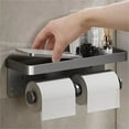 thumbnail image 2 of Toilet Paper Holder Wall-Mounted Aluminum Alloy Toilet Paper Holder Tissue Rack Bathroom Tissue Holder Gray, 2 of 6