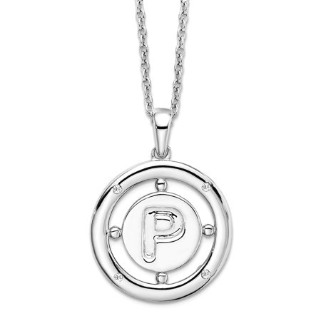 19mm 925 Sterling Silver Rhodium Plated White Ice Diamond Letter Name Personalized Monogram Initial P Necklace 18 Inch P