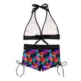 thumbnail image 4 of Fmbrln Swimsuits for Women 2 Piece with Boyshorts Fashion Floral Print Bikini Sets Trendy Halter Back Tie Modest Bathing Suits, 4 of 9
