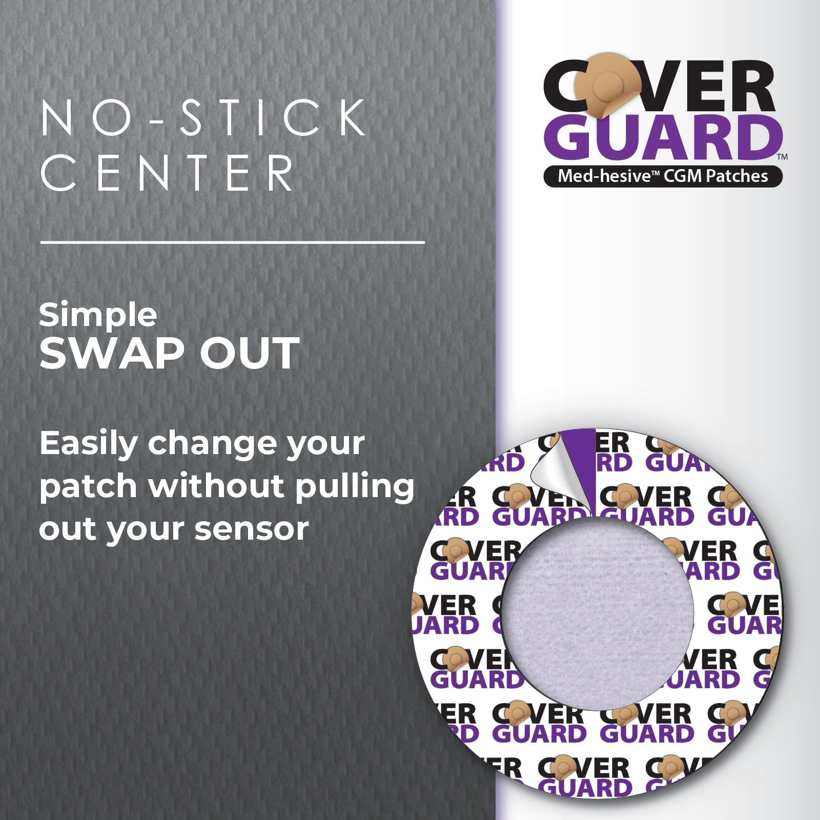CoverGuard CGM Overpatch | Guardian 4 | Purple Full Coverage Design| 25-Count | Waterproof Adhesive | Anti-Fray | Easy Application & Removal | Sensor Protection