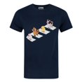 thumbnail image 1 of Crossy Road - Camiseta de manga corta oficial de Crossy Road modelo Characters Crossing para hombre (Azul marino), 1 of 2