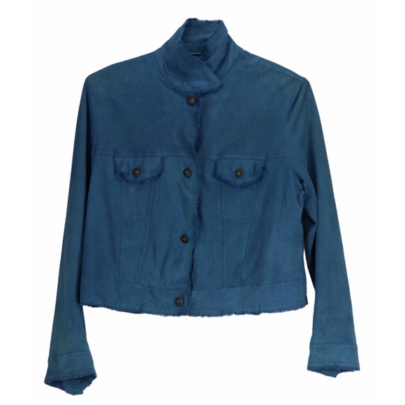 Salvatore Santoro Women's Denim Leather Shirt Jacket - 10