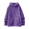 thumbnail image 4 of YLSDY Mens Fuzzy Sherpa Pullover Drawstring Hoodie Sweatshirts Long Sleeve Sport Front Pocket Military Fall Outwear Winter Hooded Purple XXL, 4 of 8