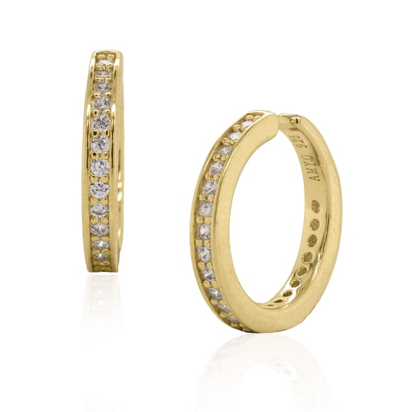 Mercie Sterling Silver Gold Vermeil Gold Cubic Zirconia Ear Cuff Hoop Earrings, Sparkling Jewellery for Women