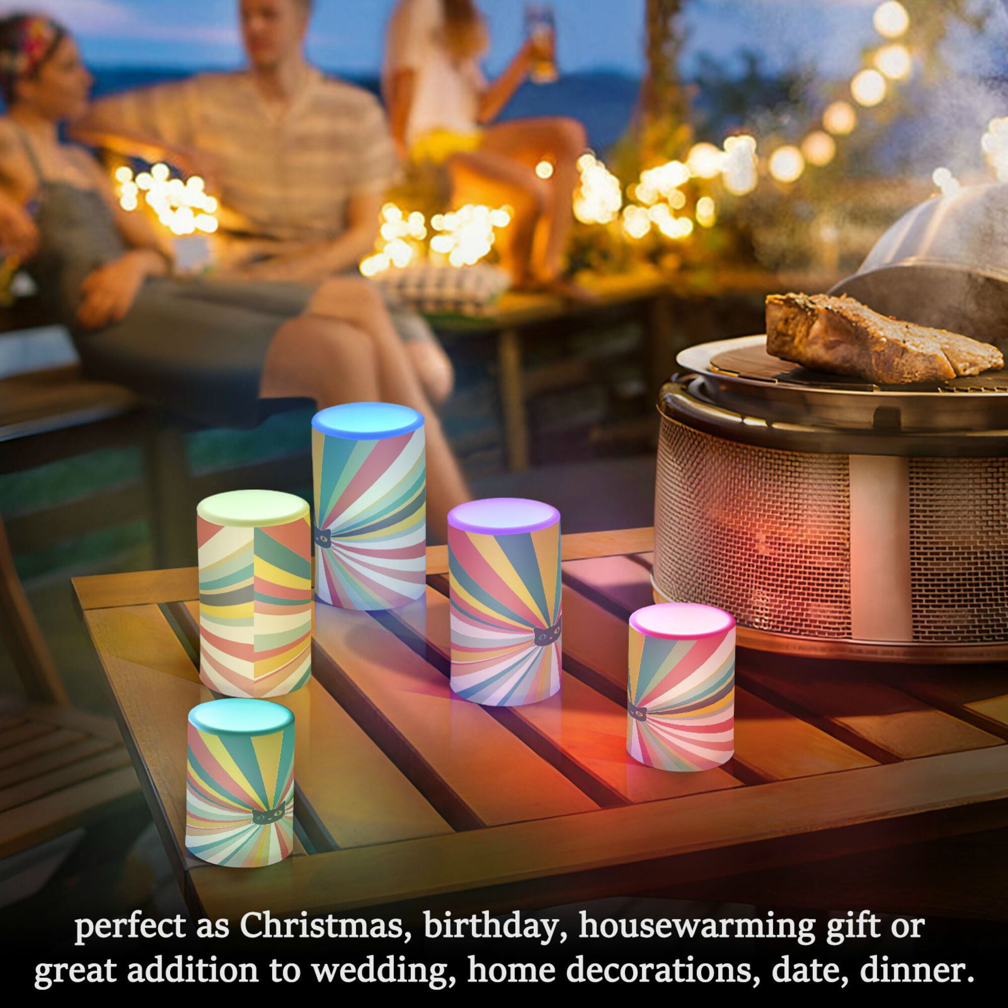Yayeee Flameless Candles with Remote Flickering Battery Operated Multi Color Changing, Colorful Cat