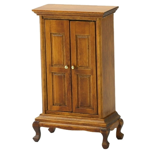 Accesorios de modelos de muebles en miniatura Estilo europeo Simple Double Door Armario mini gabinete de madera para decoración del hogar