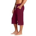 thumbnail image 4 of Mens Swim Trunks Men's Casual Drawstring Cropped Capri Pants Lightweight Summer Shorts with Elastic Waist Pockets 7 Inch Length Beach Lounge Pants for Daily Travel Wine 2XL, 4 of 8