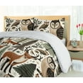 thumbnail image 3 of Ambesonne Animals Duvet Cover Set, Scandinavian Owl Deer Fox, Calking, Ginger Green Off White, 3 of 4