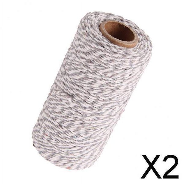 Cuerda de hilo de algodón de colores de 2x328 pies (100 m) para manualidades gris 2 piezas