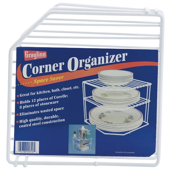 Grayline Housewares Corner Helper Shelf 40316 - Metal Corner Mount Organizer - 1 Pack, White