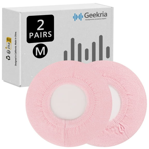 Geekria 2 Pairs Medium Knit Fabric Washable Headphone Covers/Earphone Covers/Ear Pads Protector/Stretchable Sanitary Earcup, Fits 3.14"-4.33" Headsets (Pink)